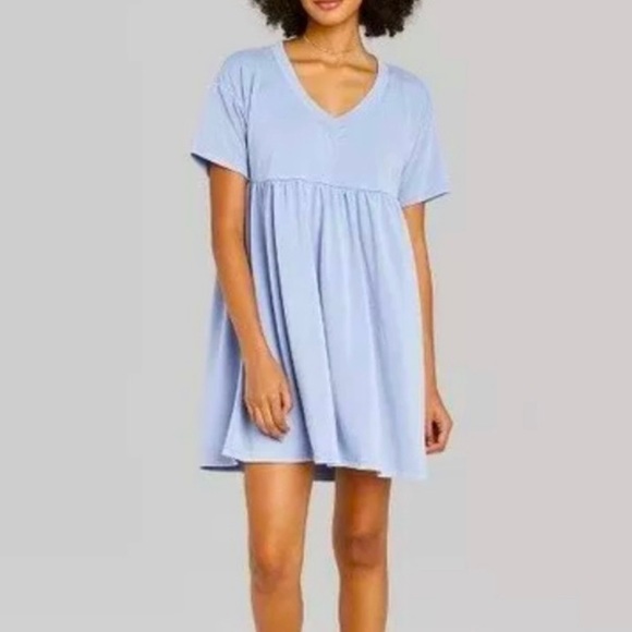 wild fable Dresses & Skirts - Wild Fable Babydoll Short Sleeve Light Blue Sweatshirt Dress Women’s Plus 1X